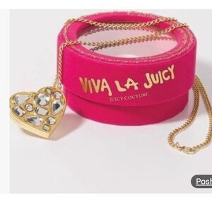 VintGe juicy couture y2k 2000s lipgloss heart bling necklace silver